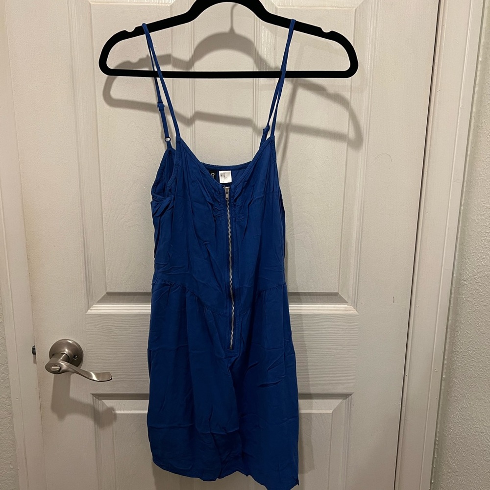Blue Spaghetti Strap Dress with Zipper